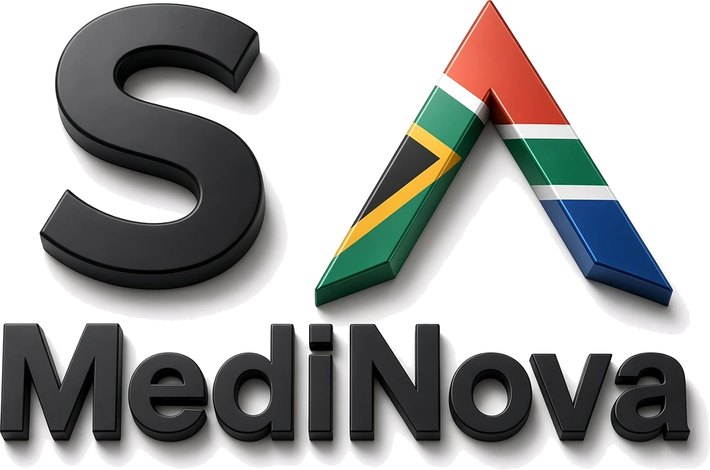 SA MediNova logo with South African flag colours
